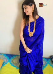 Blue Sapphire Sequence Matka Silk Saree