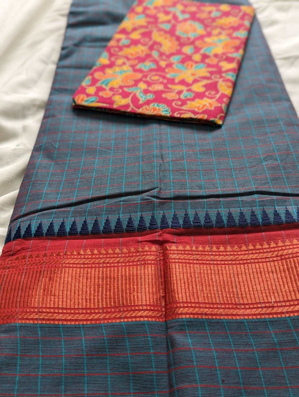 Kanchi cotton teal green