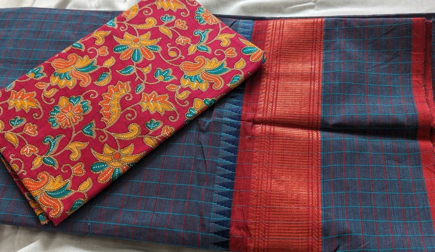 Kanchi cotton teal green