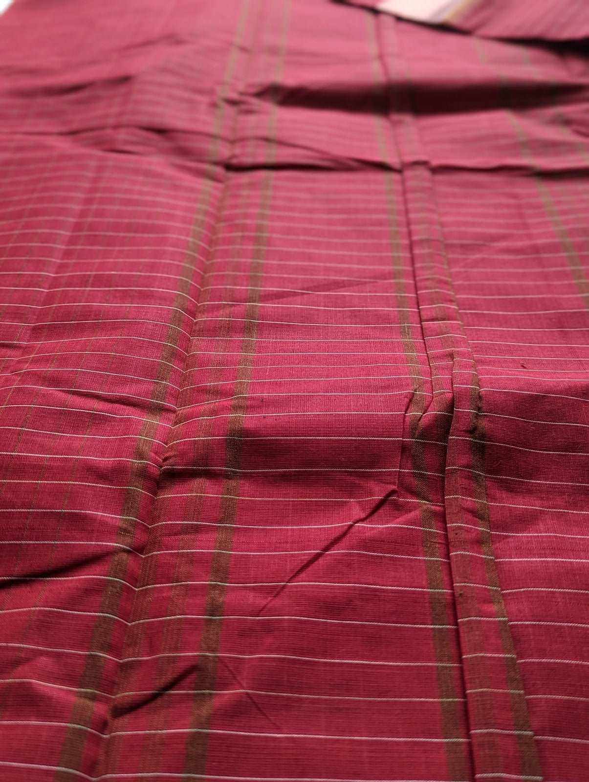 Red Yellow Check Kanchi Cotton Saree