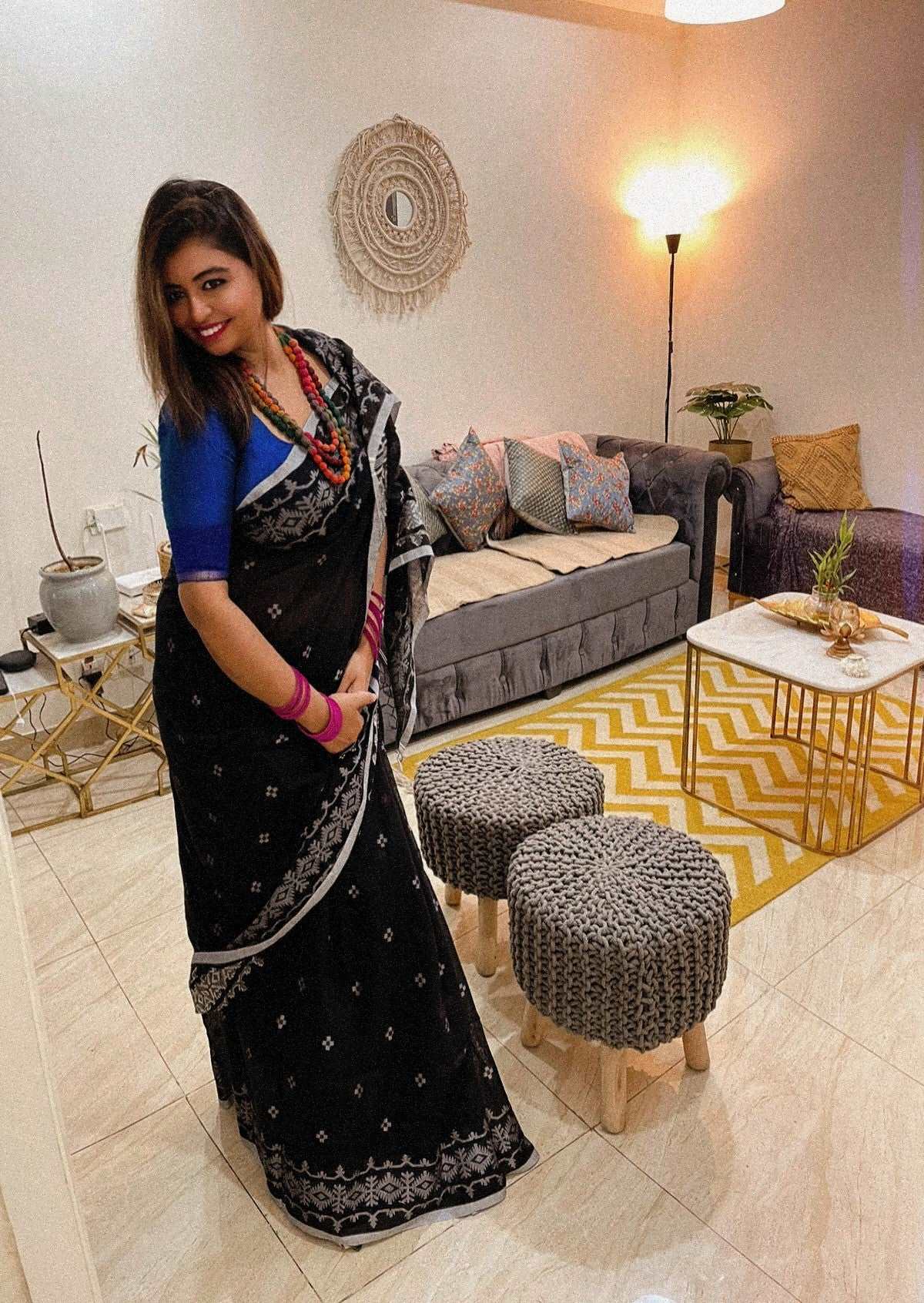 Monochrome Mystique Bengal Dhakai Jamdani