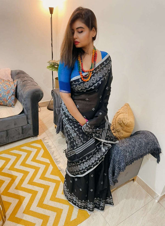 Monochrome Mystique Bengal Dhakai Jamdani