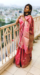 Blush Bloom Munga Silk Banarasi Saree