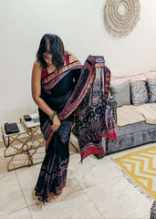 Indigo Reverie Mangalgiri Ajrakh Handblock