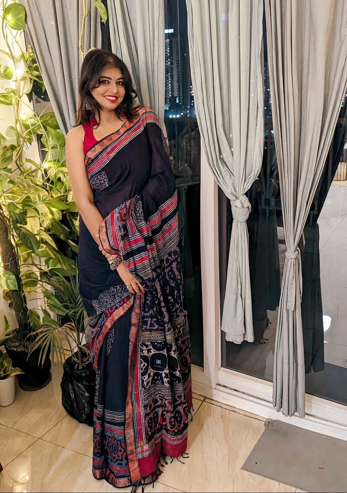 Indigo Reverie Mangalgiri Ajrakh Handblock