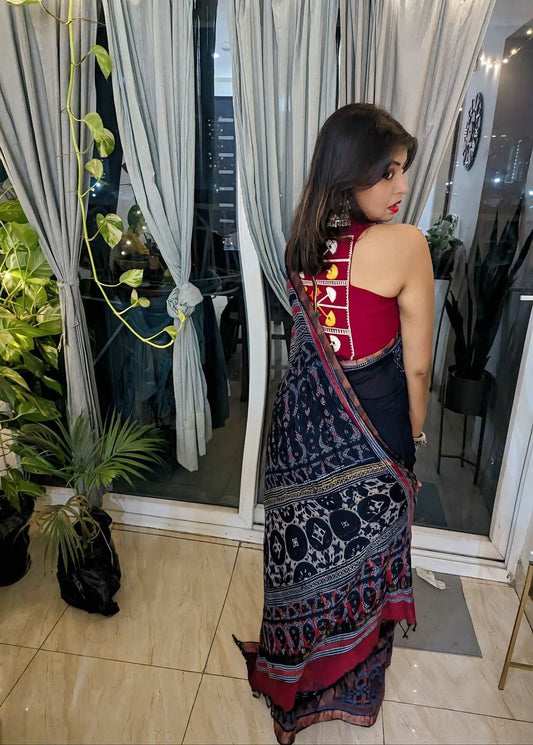 Indigo Reverie Mangalgiri Ajrakh Handblock