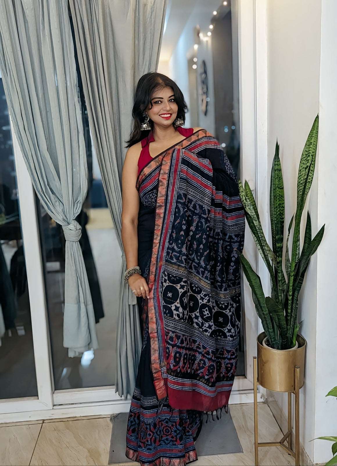 Indigo Reverie Mangalgiri Ajrakh Handblock