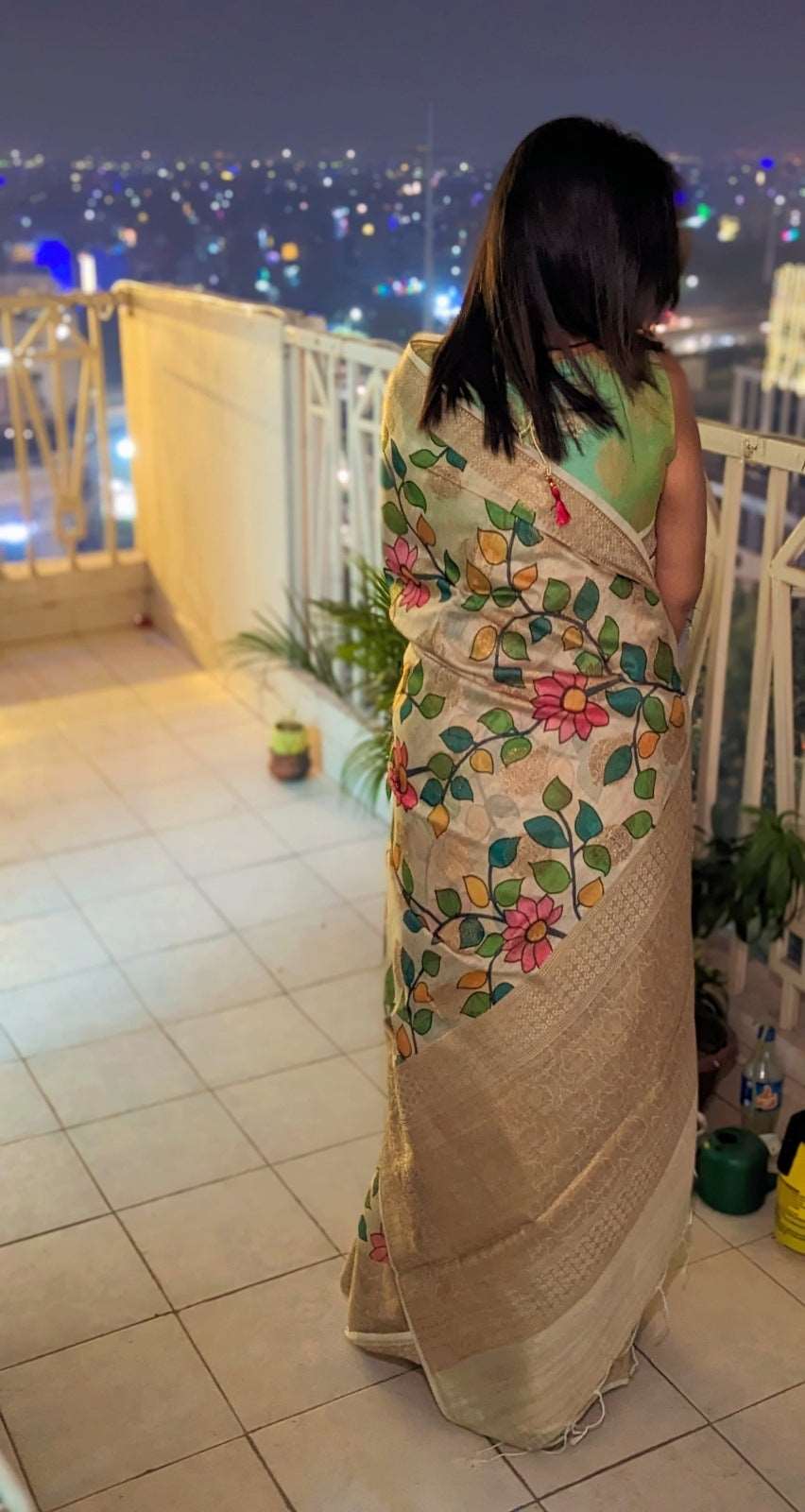 Pristine Radiance Banarasi Kora Kalamkari