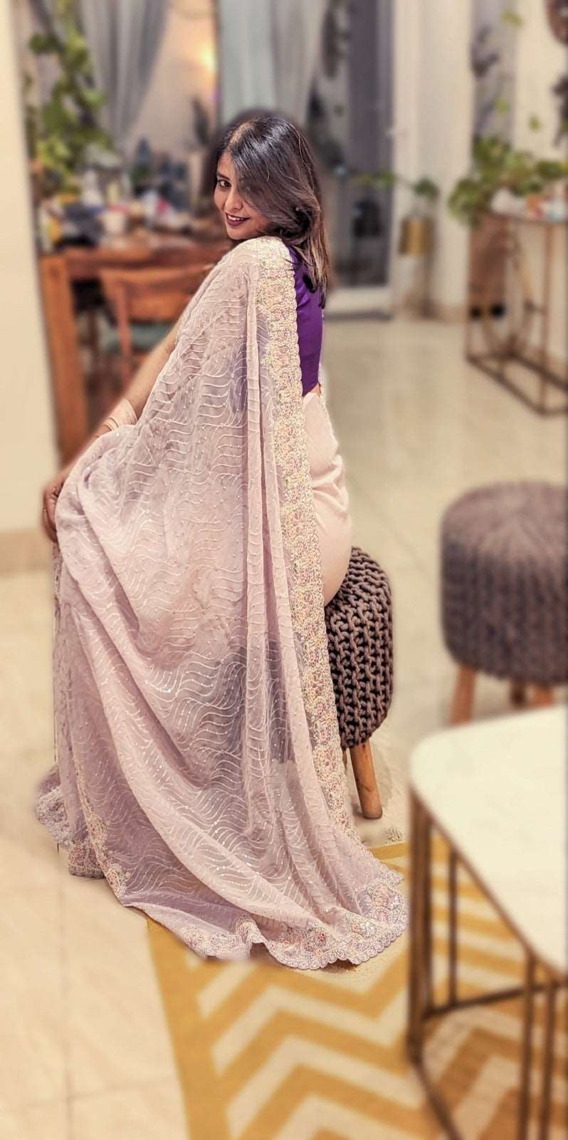 Mauve Mirage Georgette Saree Sequence