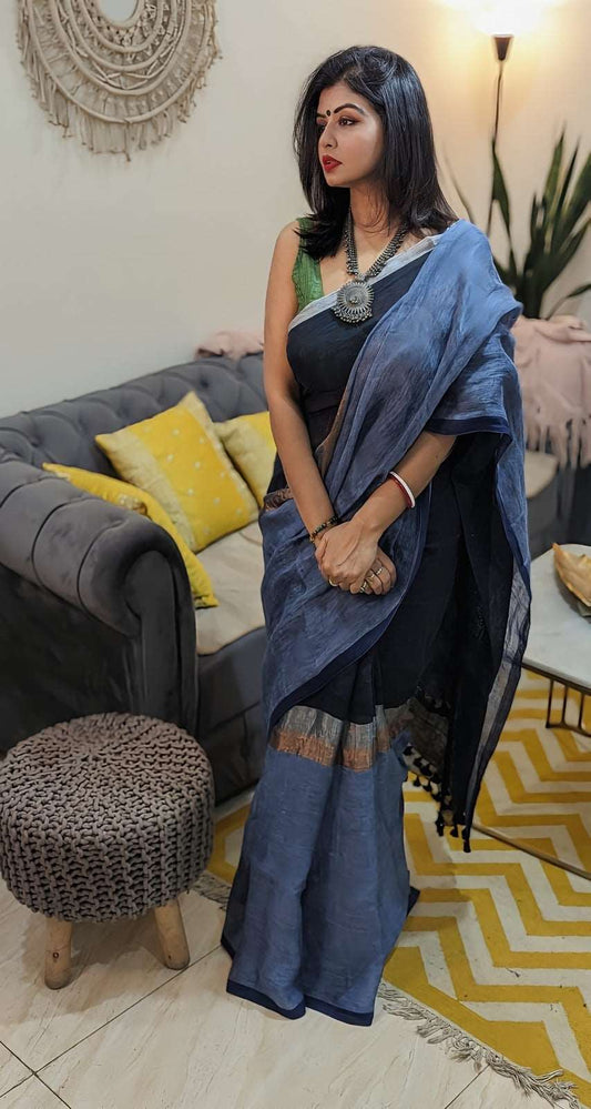 Indigo Versa Weave Reversible Linen