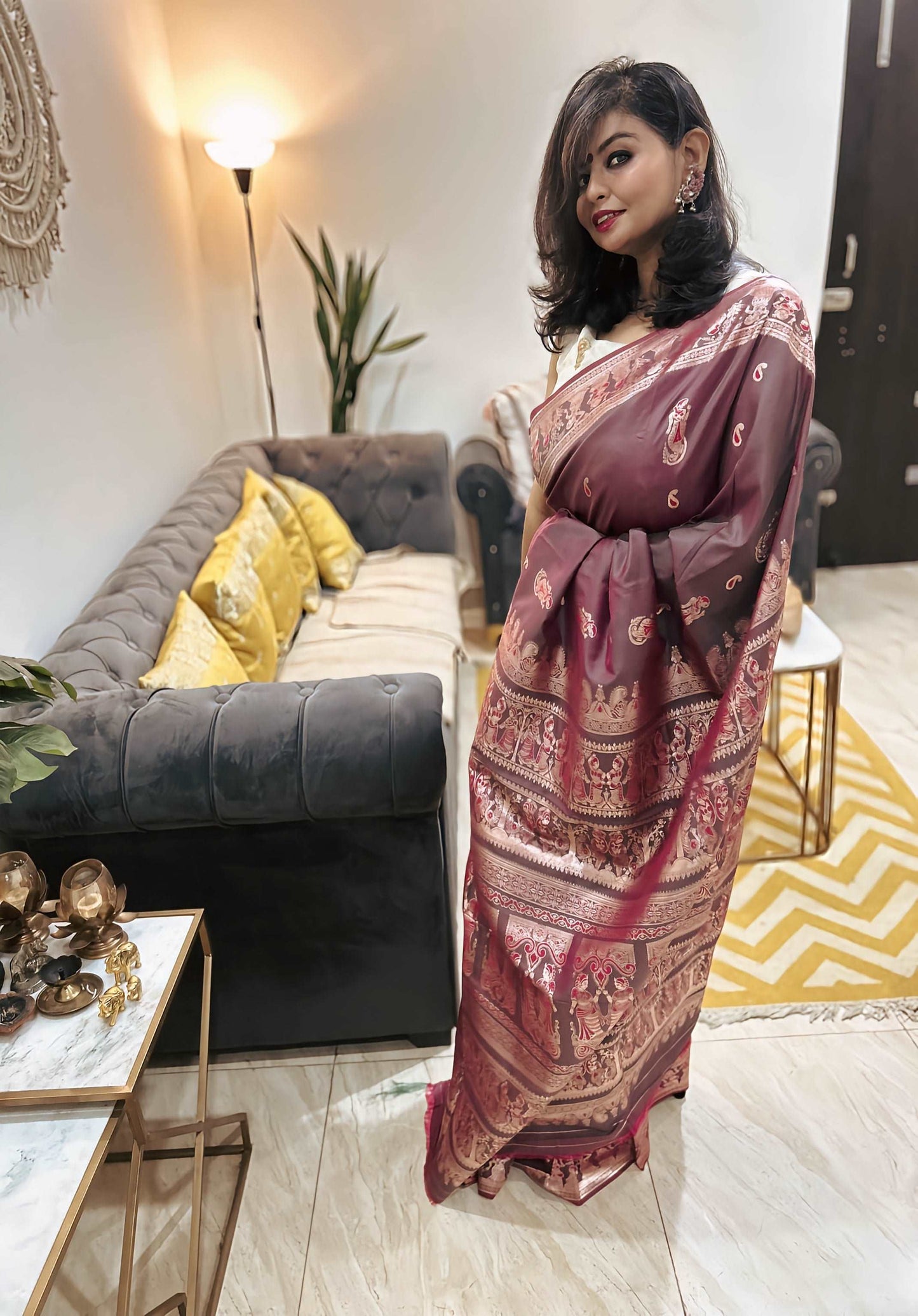 Mythic Splendor Semi Katan Baluchuri Saree