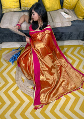 Royal Ember Handwoven Rust Tissue Saree