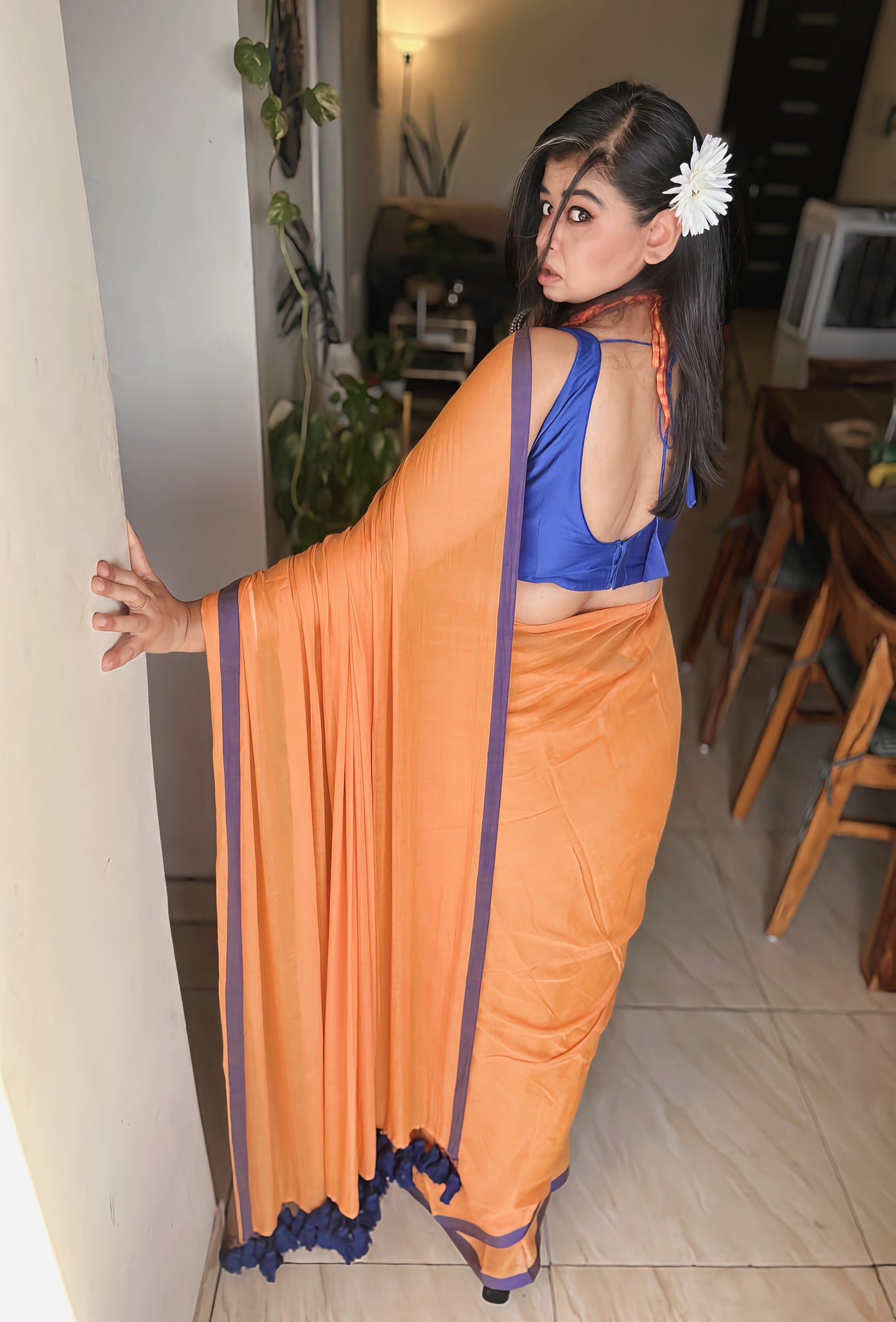 Mustard Glow Mul Saree