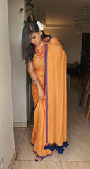 Mustard Glow Pure Handloom Mul Cotton Saree