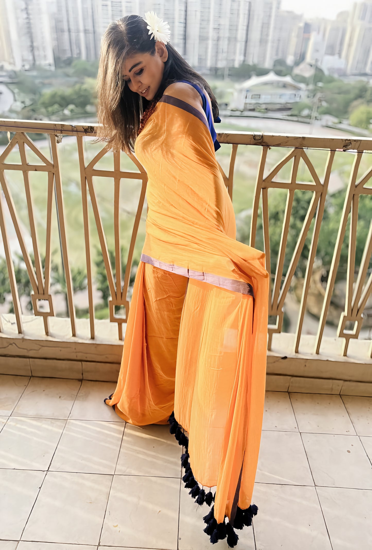Mustard Glow Mul Saree