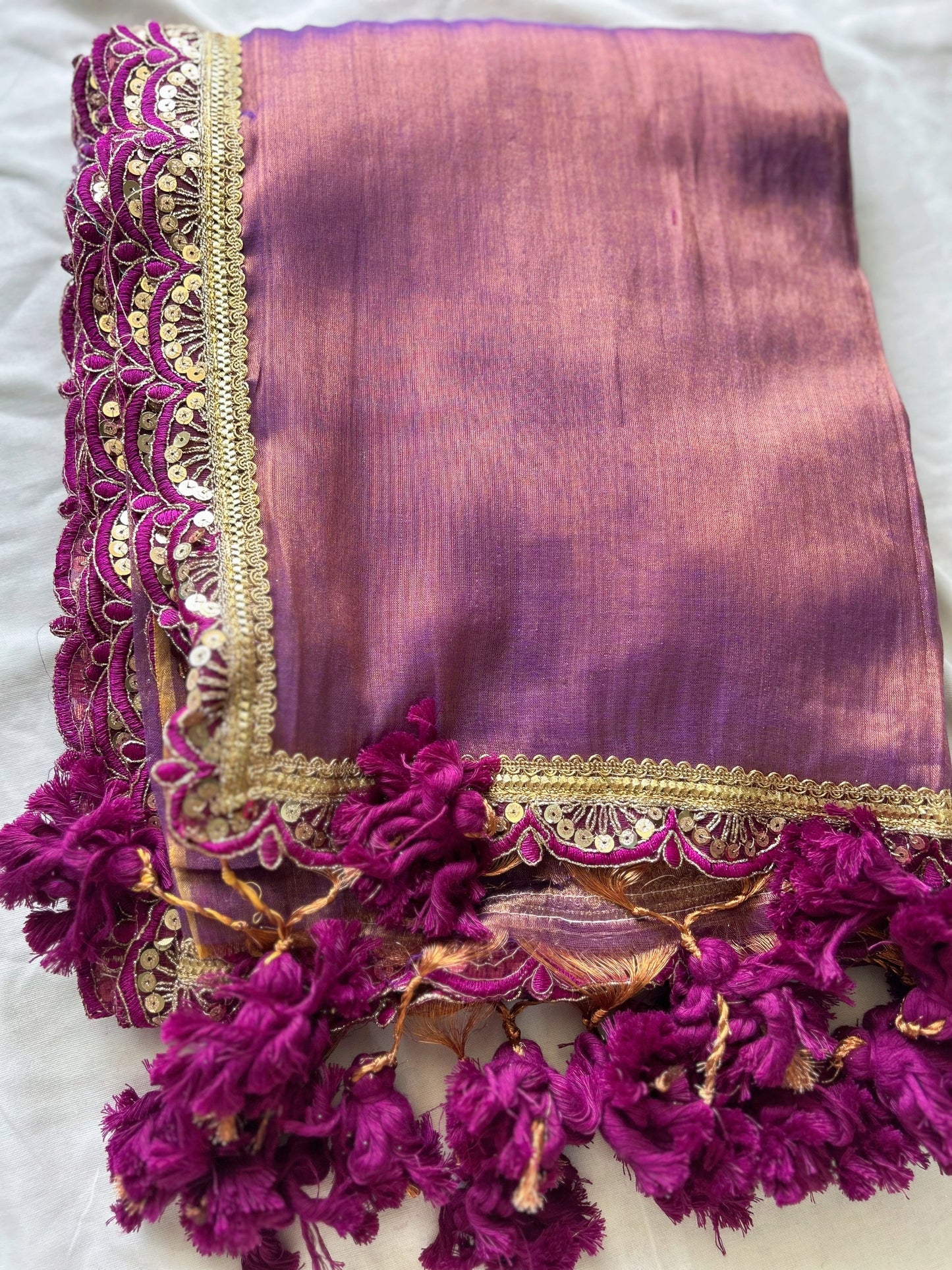 Dark Lavender Grace Mauve Soft Tissue Saree
