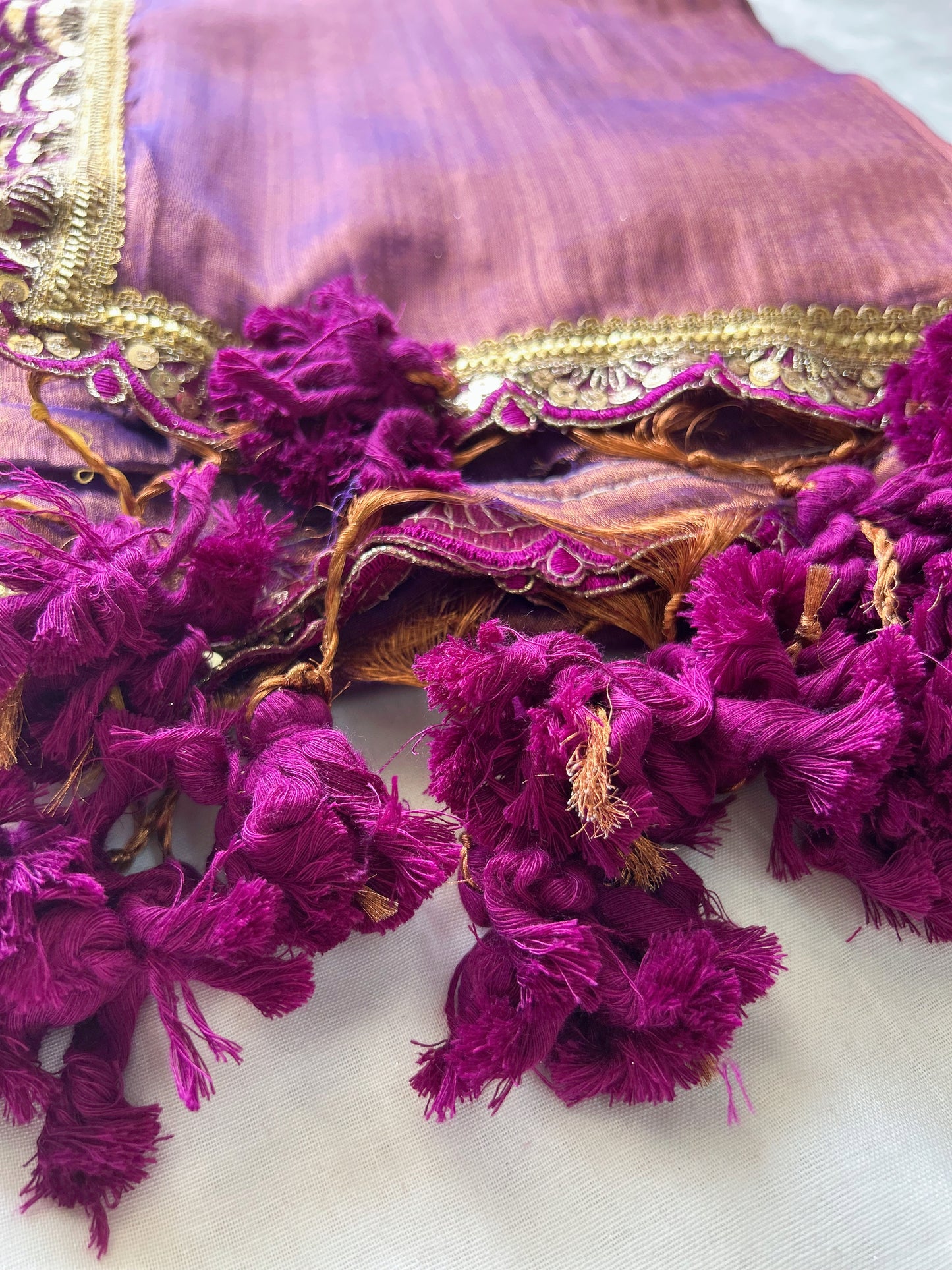 Dark Lavender Grace Mauve Soft Tissue Saree