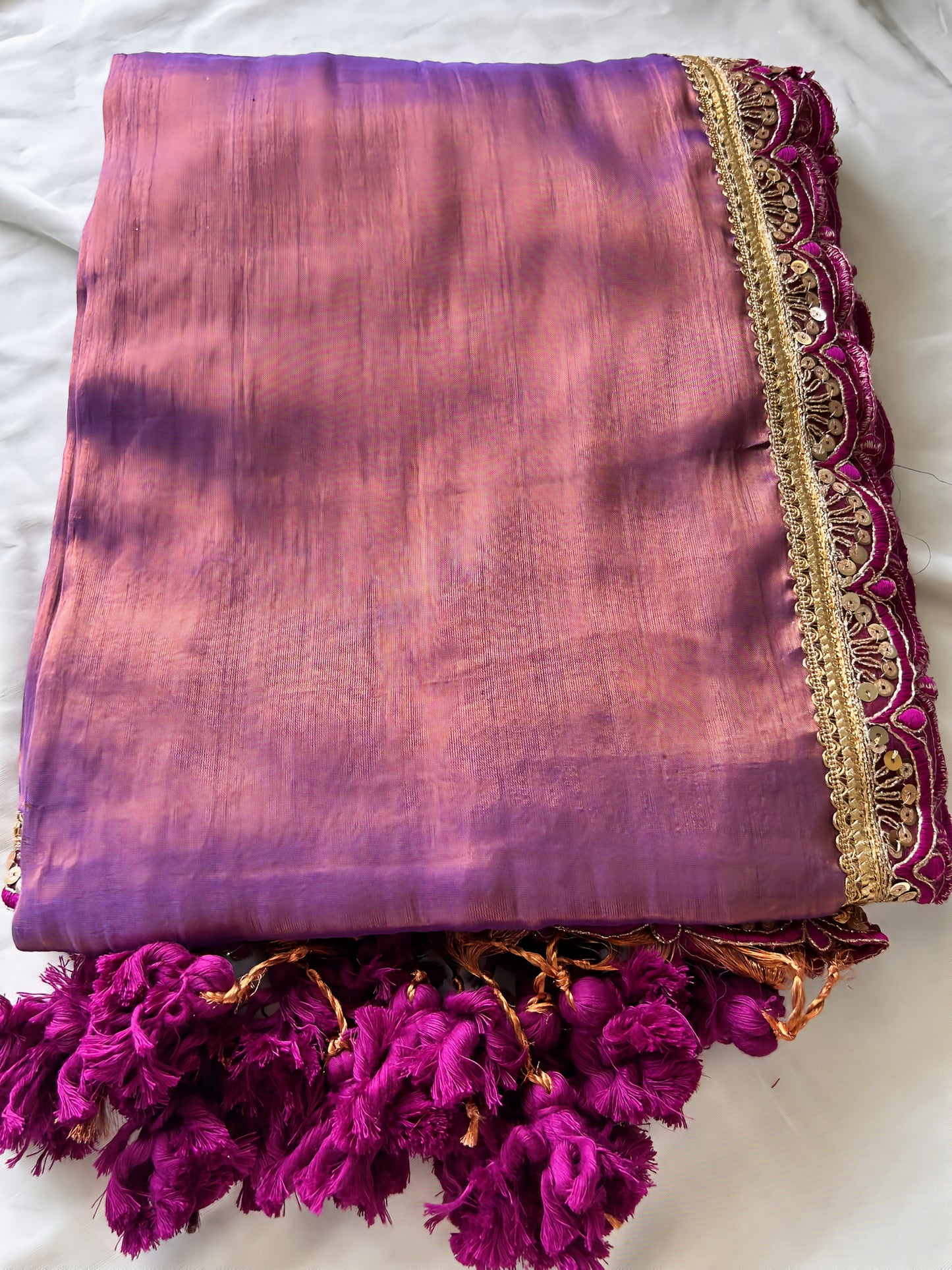 Dark Lavender Grace Mauve Soft Tissue Saree