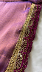 Dark Lavender Grace Elegant Mauve Tissue Saree