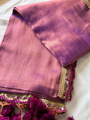 Dark Lavender Grace Elegant Mauve Tissue Saree