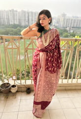 Maroon Rajnidhi Zari Jal Banarasi Georgette Saree