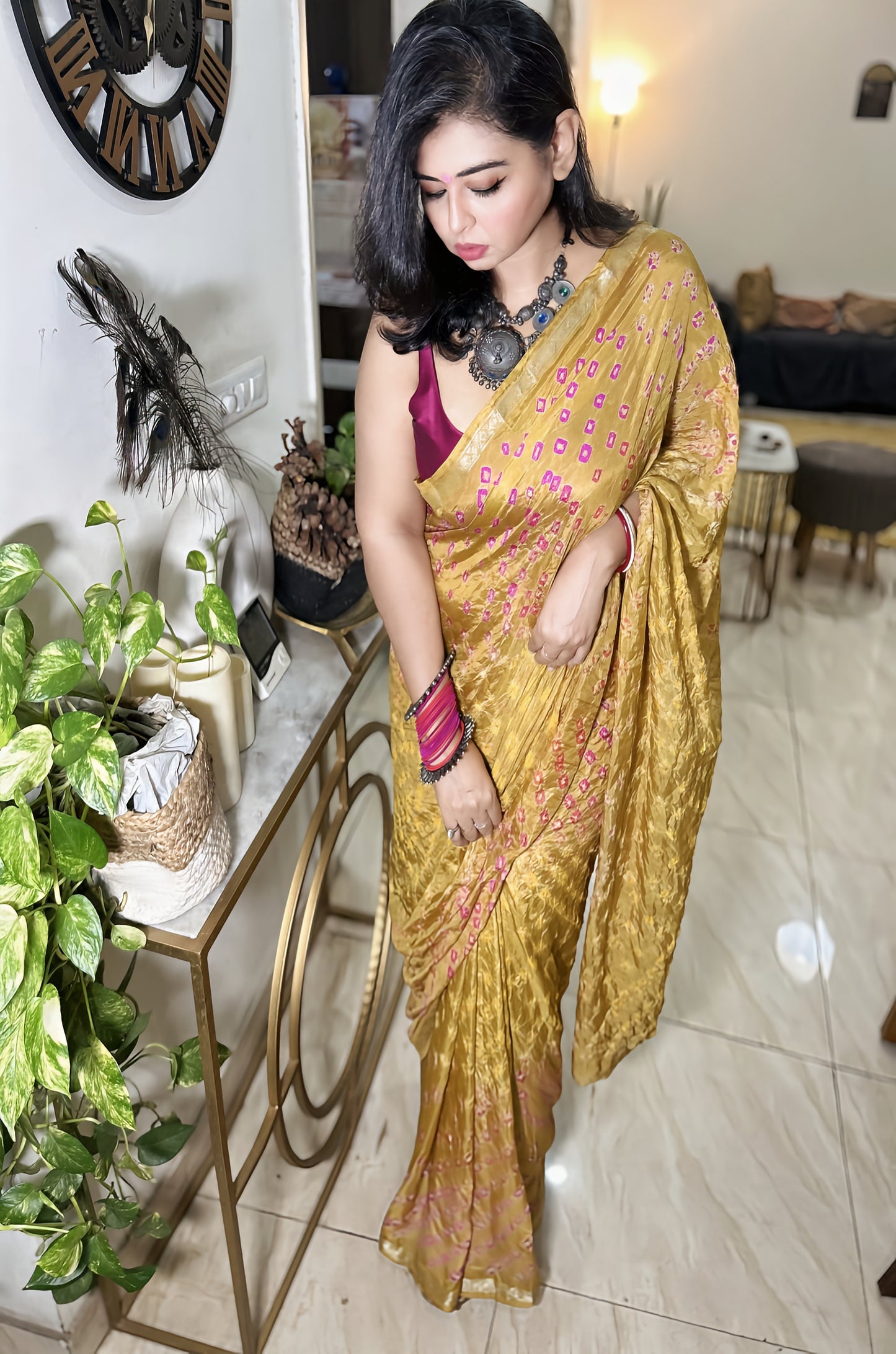 Aarohi – Lime Green Bandhani Elegance