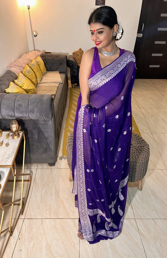 Royal Radiance – Handloom Chiffon Khaddi Saree