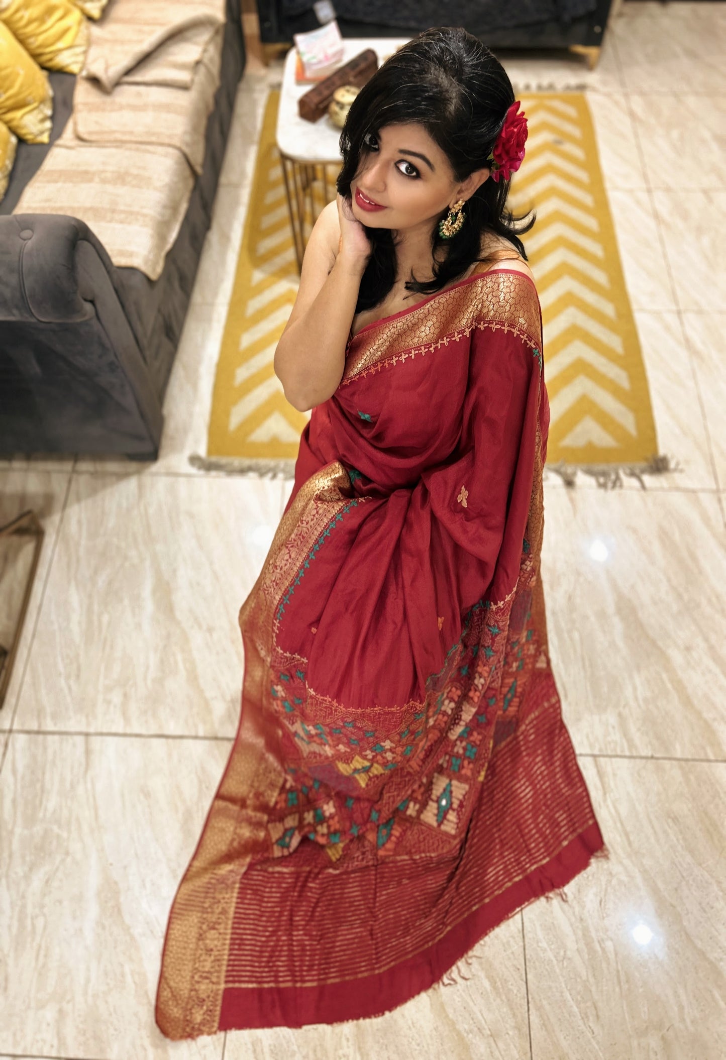 Rakta Roop – Pure Dola Silk Lambani Saree in Deep Blood Red