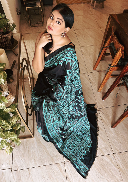 Noor-e-Kantha – Bangalore Silk Kantha Saree