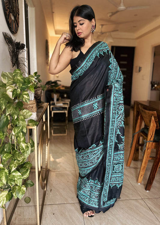 Noor-e-Kantha – Bangalore Silk Kantha Saree