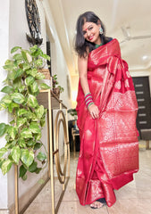 Rooprekha Bridal Red Pure Moonga Banarasi Silk Saree with Silkmark