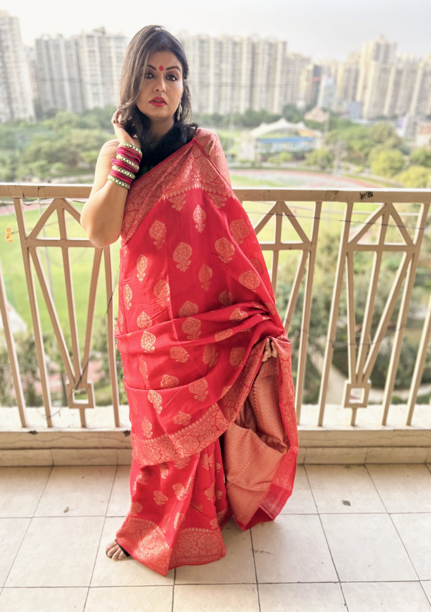 Rooprekha – Pure Moonga Banarasi Silk Saree in Bridal Red with Silkmark