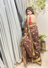 Suvarna Dots Cotton Silk Saree With Elegant Handwoven Charm