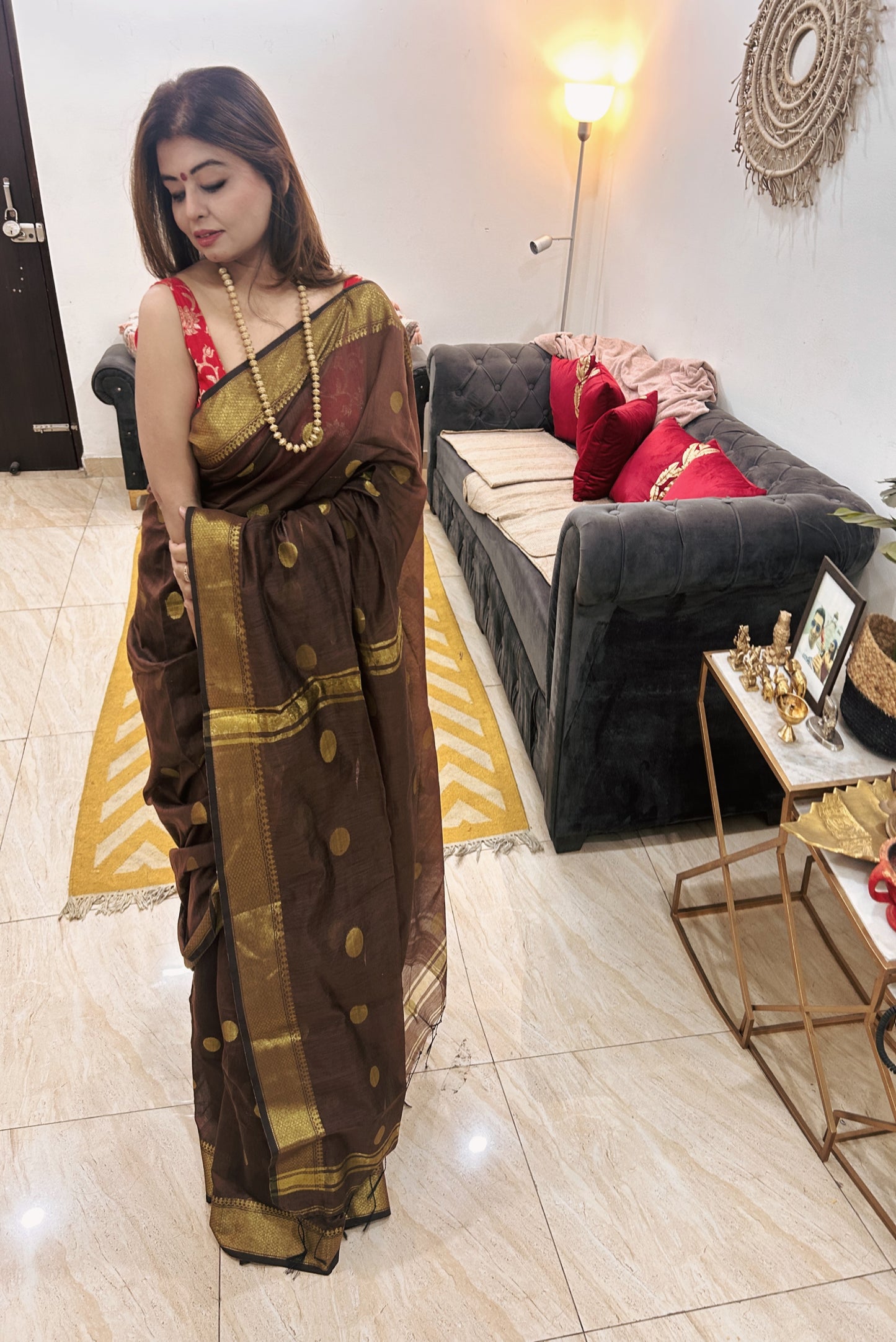 Suvarna Dots Handloom Cotton Silk Saree