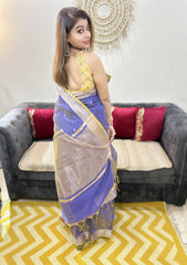 Royal Dual Tone Banarasi Saree With Traditional Zari Artistry