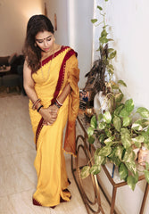Sunlit Mustard Soft Bengal Cotton Saree