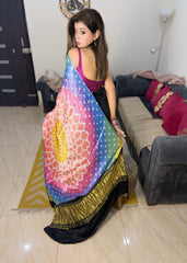 Midnight Rainbow – Jet Black Gajji Silk Saree