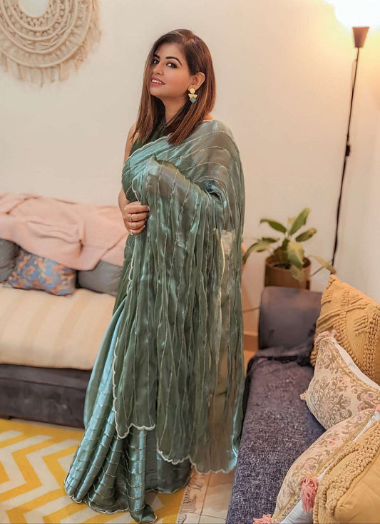 Persian Green Organza Cutdana