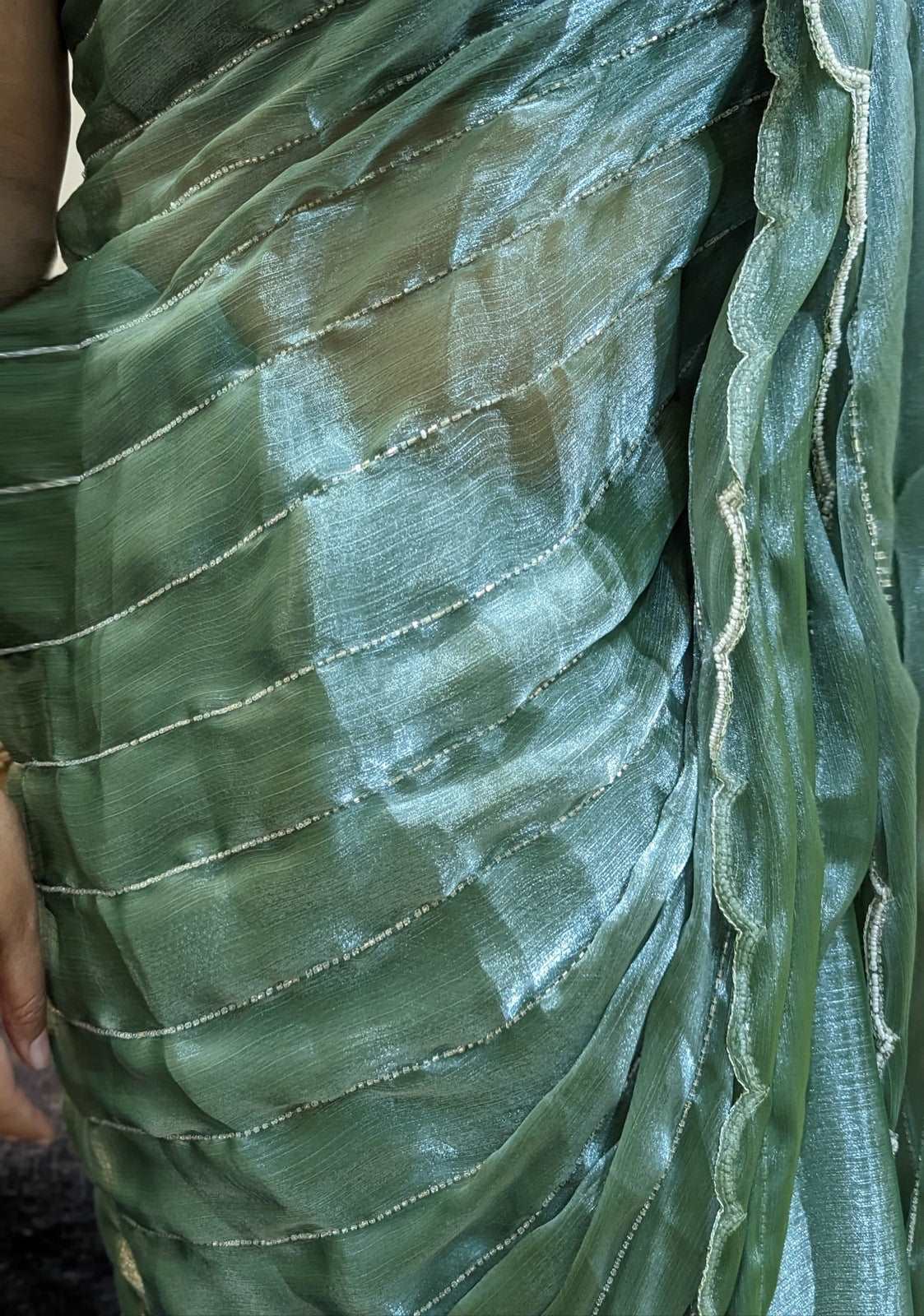 Persian Green Organza Cutdana