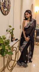 Georgette Embroidery Black