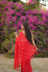 Scarlet Love Handwoven Bengal Mul Saree