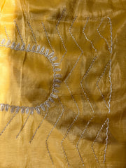 Suvarna Aura – Pure Golden Tissue Saree with Handcrafted Cutdana & Sequin Work