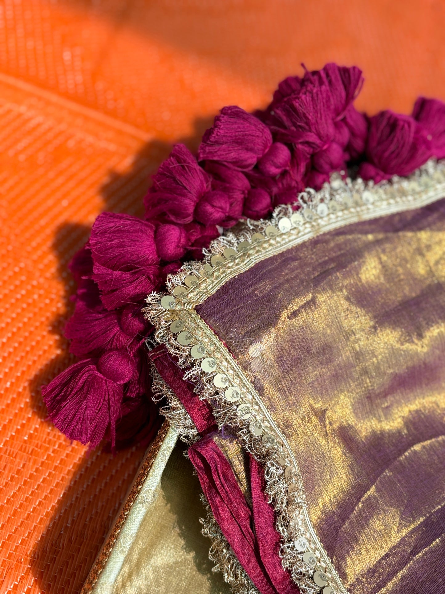 Regal Glow Copper Purple Tissue Saree