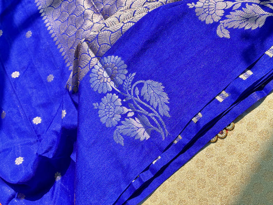 Royal Blue Roopa Elegance – Banarasi Katan Silk Saree