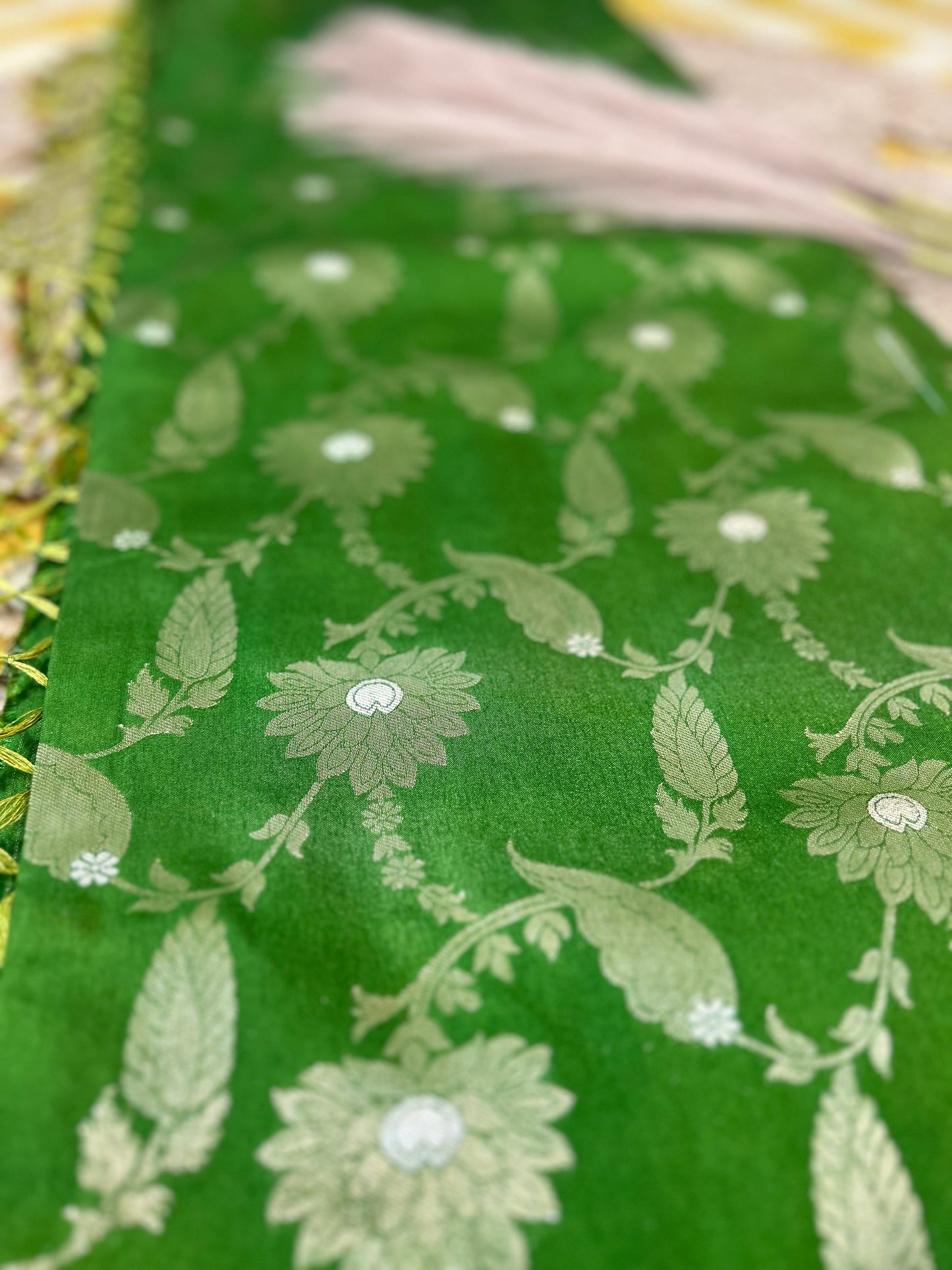 Verdant Charm Semi Katan Banarasi Silk Saree