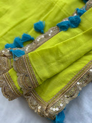 Neon Glow Pure Handwoven Mul Cotton Saree