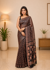 Copper Noir Elegant Black & Copper Dhakai Jamdani Saree