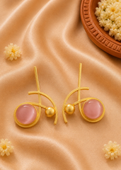 Blush Charm Pastel Pink Monalisa Brass Earrings