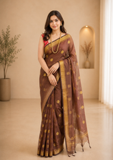 Suvarna Dots Cotton Silk Saree With Elegant Handwoven Charm