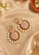 Peach Pearl Elegance Dangler Earrings